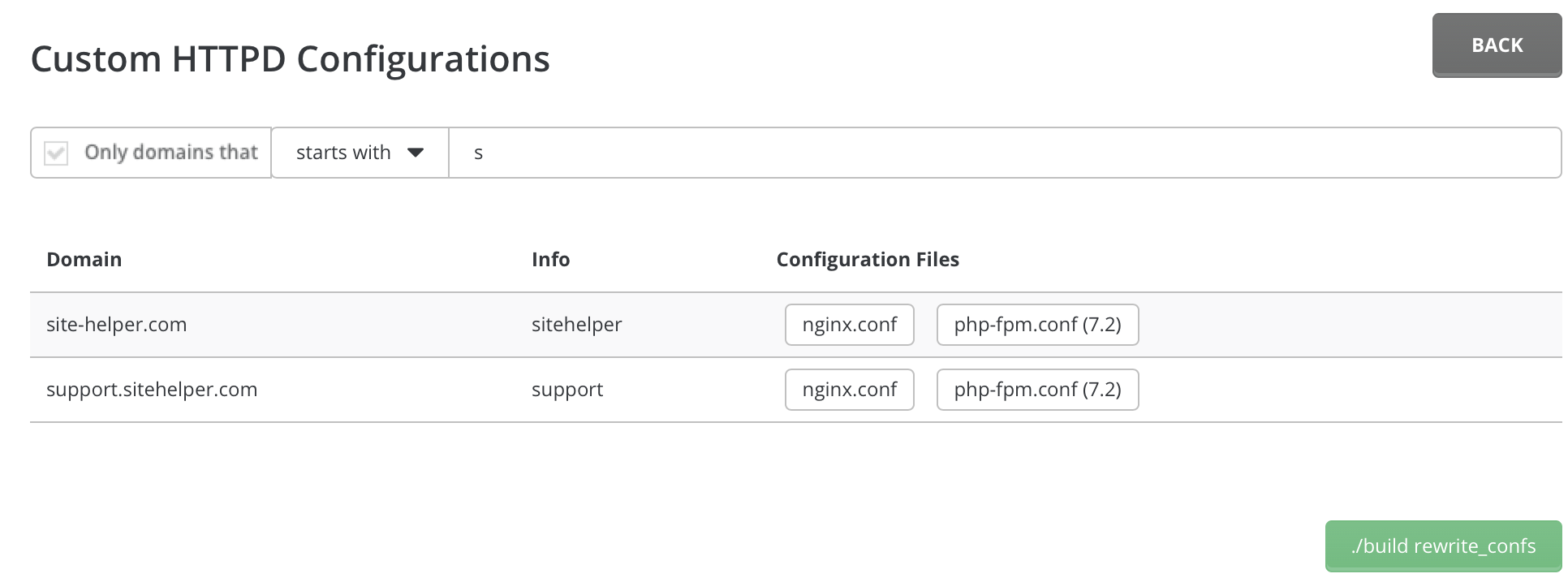 custom httpd settings
